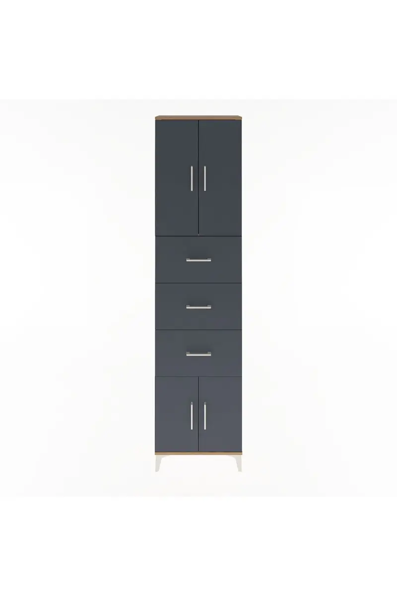 Arges Dolap Tek Raflı 3 Çekmeceli 4 Kapaklı 60x30x243
