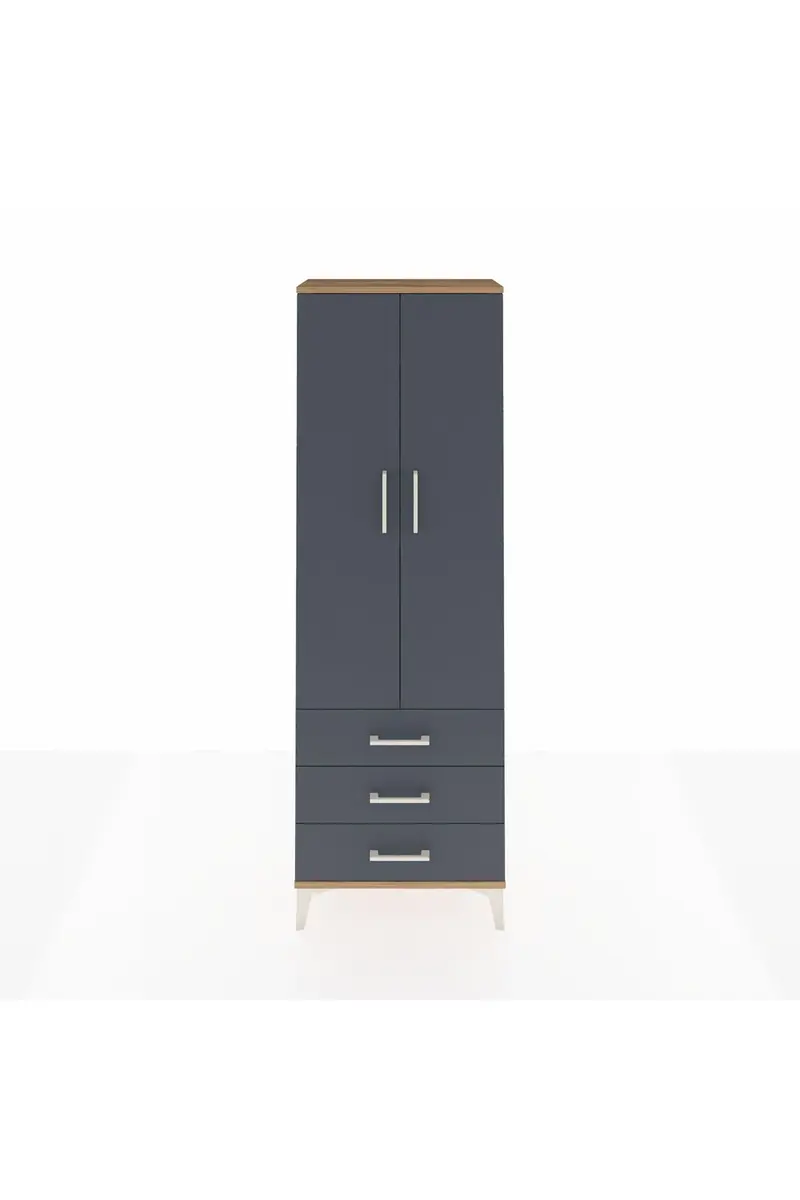 Arges Dolap Tek Raflı 3 Çekmeceli Tek Askılı 60x30x182
