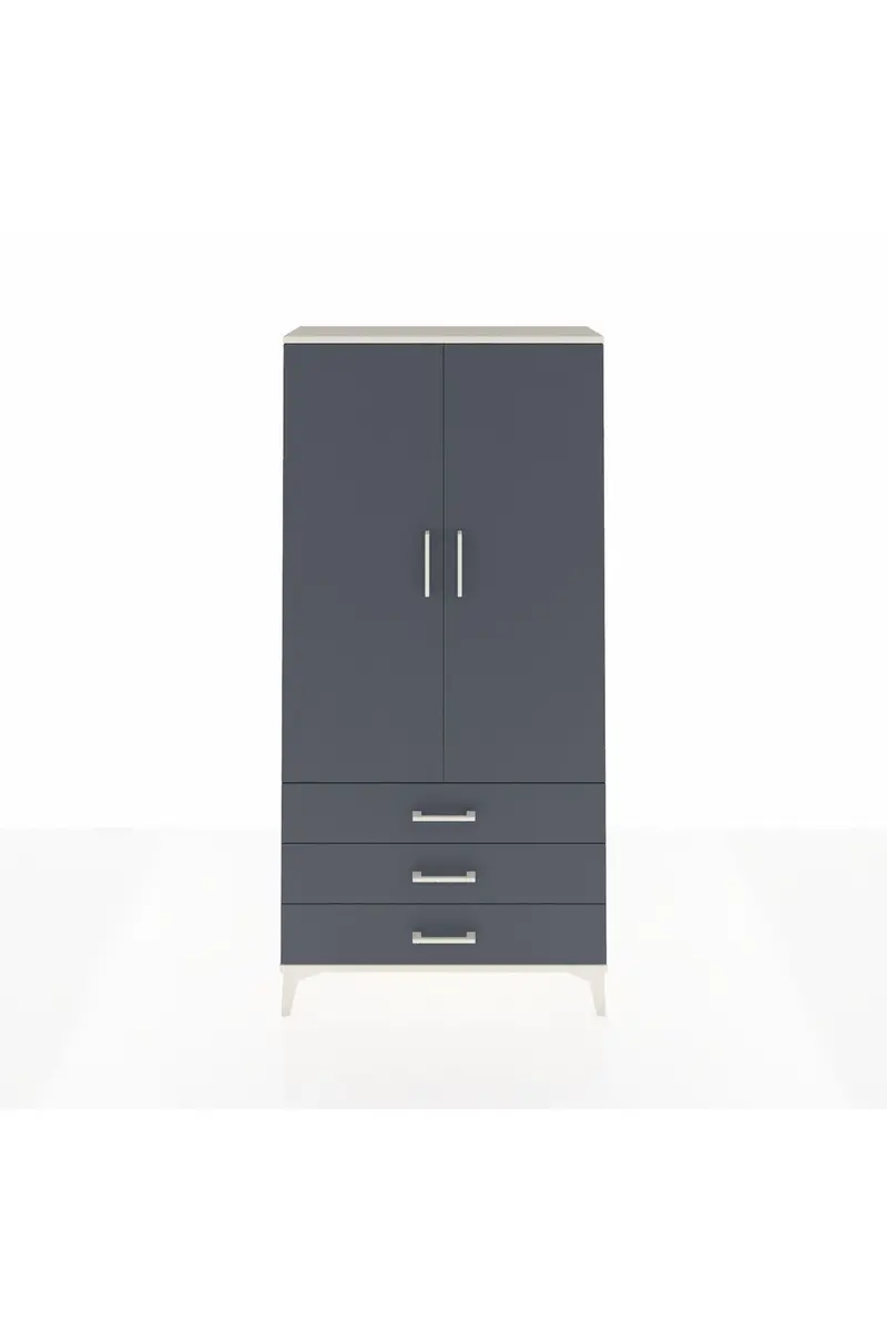 Arges Dolap Tek Raflı 3 Çekmeceli Tek Askılı 88x30x182