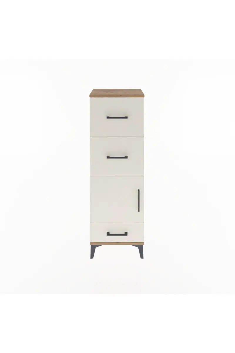 Arges Dolap Tek Raflı 3 Çekmeceli Tek Kapaklı 44x30x134