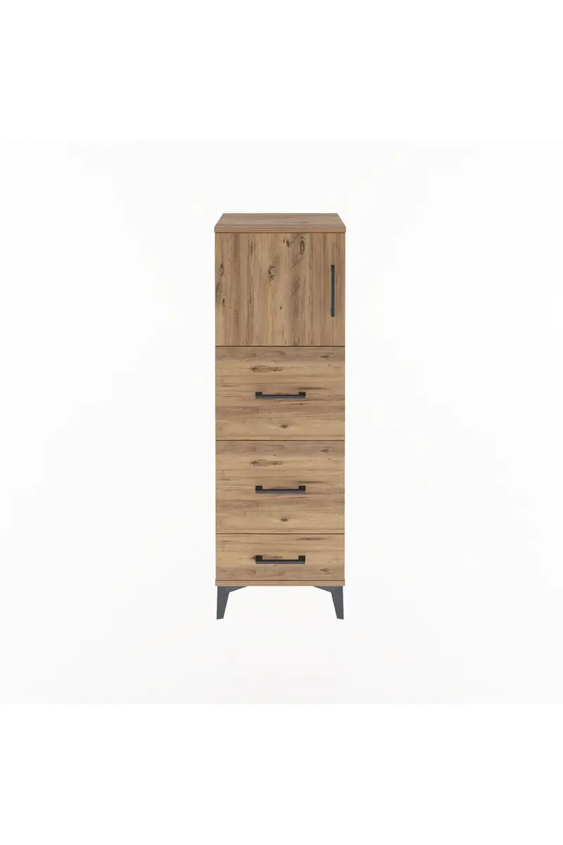 Arges Dolap Tek Raflı 3 Çekmeceli Tek Kapaklı 44x30x134