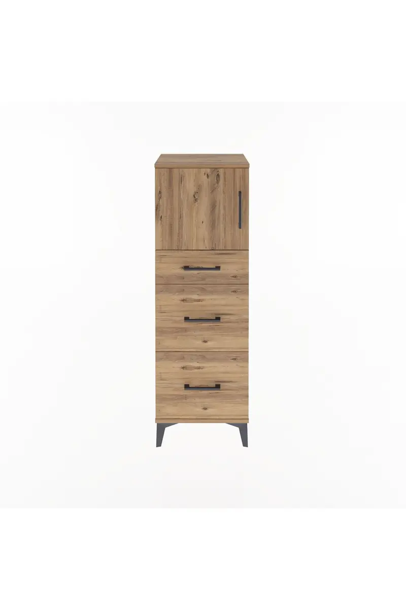 Arges Dolap Tek Raflı 3 Çekmeceli Tek Kapaklı 44x30x134