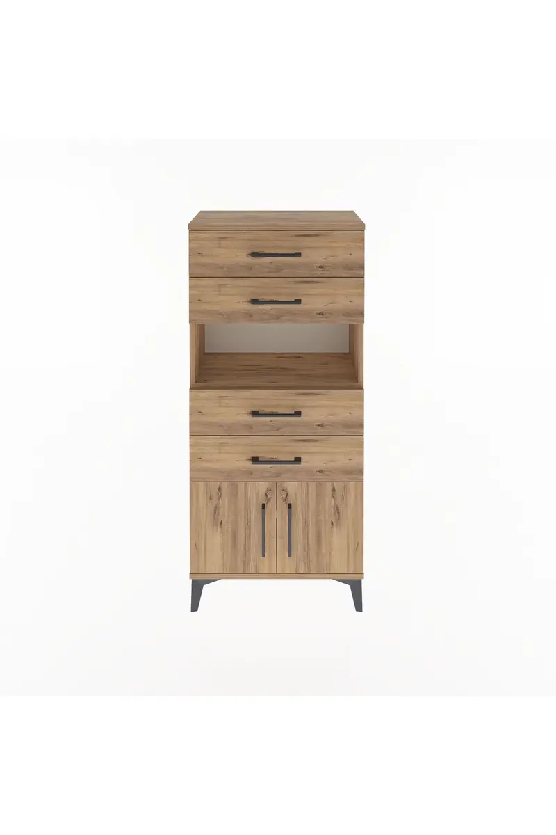 Arges Dolap Tek Raflı 4 Çekmeceli 2 Kapaklı 60x30x134