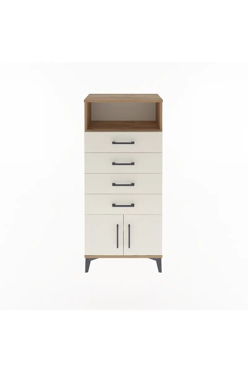 Arges Dolap Tek Raflı 4 Çekmeceli 2 Kapaklı 60x30x134