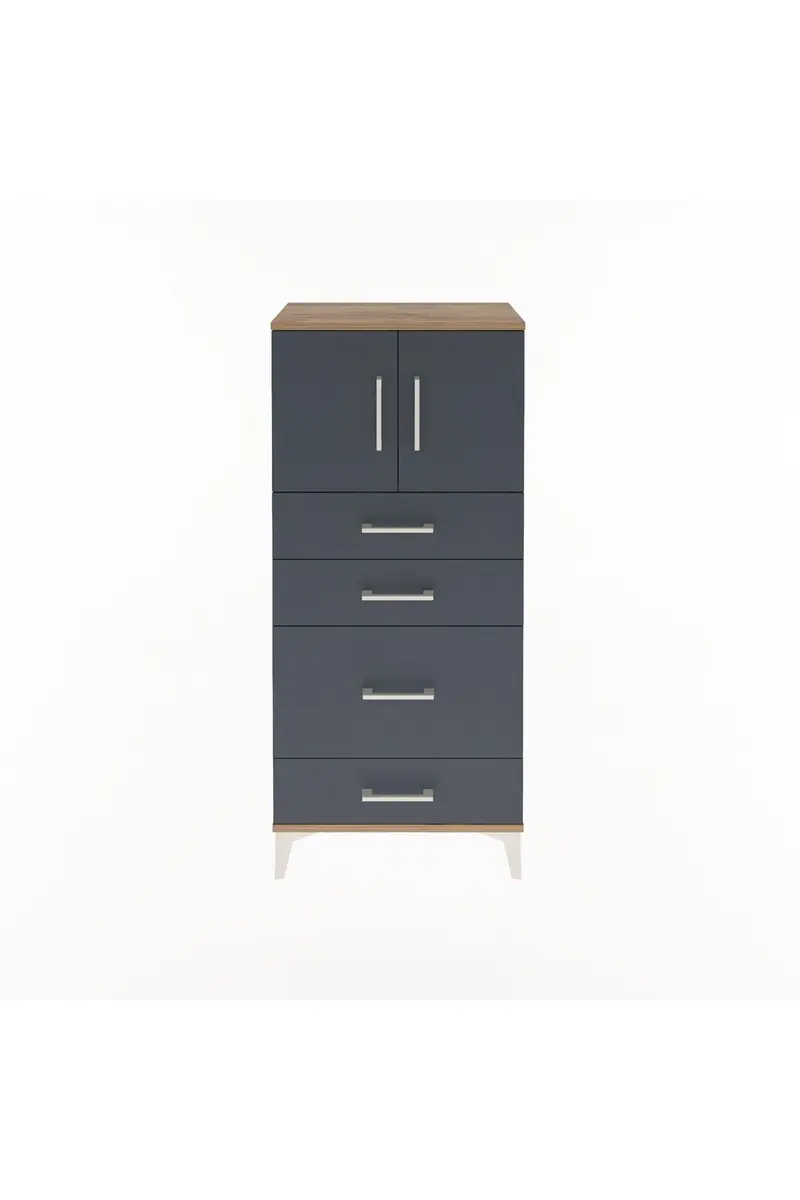 Arges Dolap Tek Raflı 4 Çekmeceli 2 Kapaklı 60x30x134