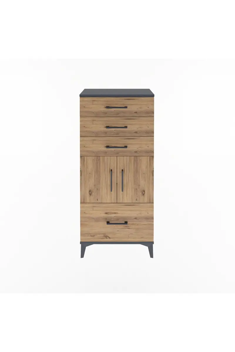 Arges Dolap Tek Raflı 4 Çekmeceli 2 Kapaklı 60x30x134