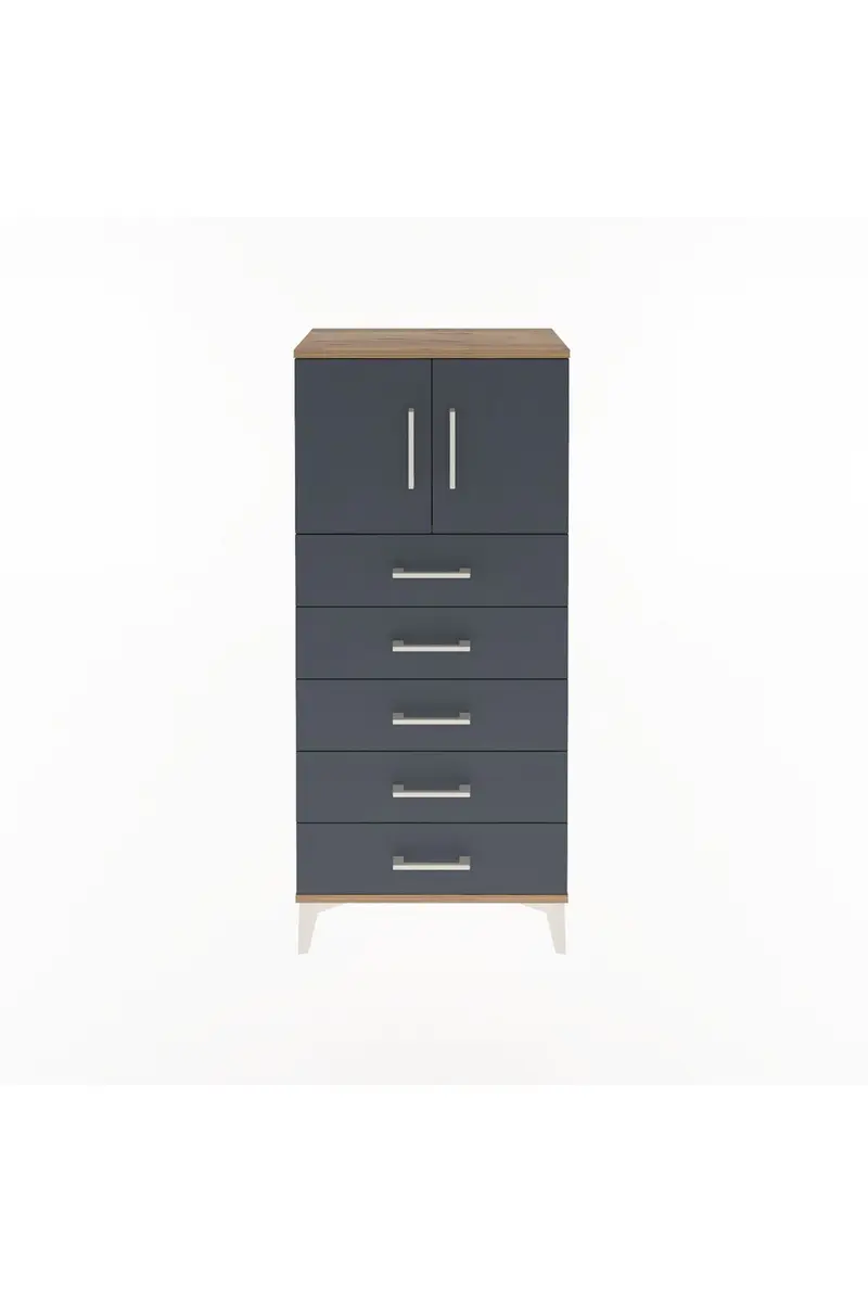 Arges Dolap Tek Raflı 4 Çekmeceli 2 Kapaklı 60x30x134