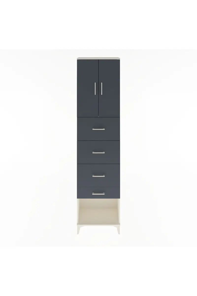 Arges Dolap Tek Raflı 4 Çekmeceli 2 Kapaklı 60x30x243