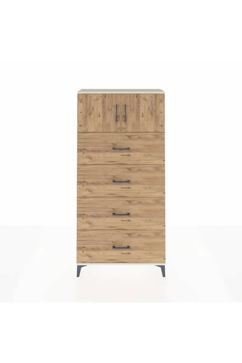 Arges Dolap Tek Raflı 4 Çekmeceli 2 Kapaklı 88x30x182
