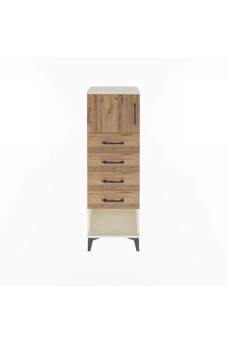 Arges Dolap Tek Raflı 4 Çekmeceli Tek Kapaklı 44x30x134