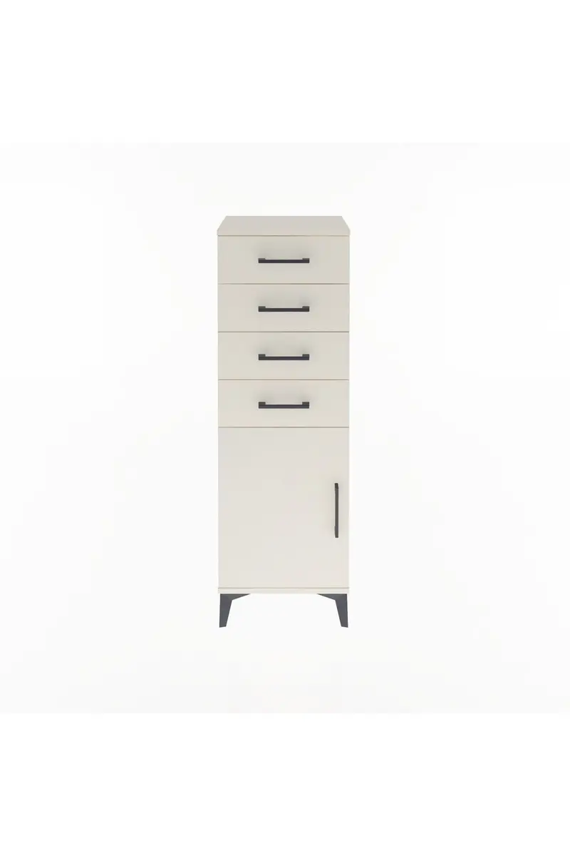 Arges Dolap Tek Raflı 4 Çekmeceli Tek Kapaklı 44x30x134