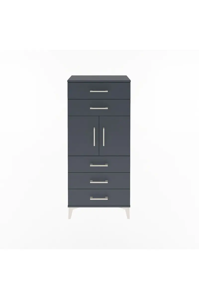 Arges Dolap Tek Raflı 5 Çekmeceli 2 Kapaklı 60x30x134