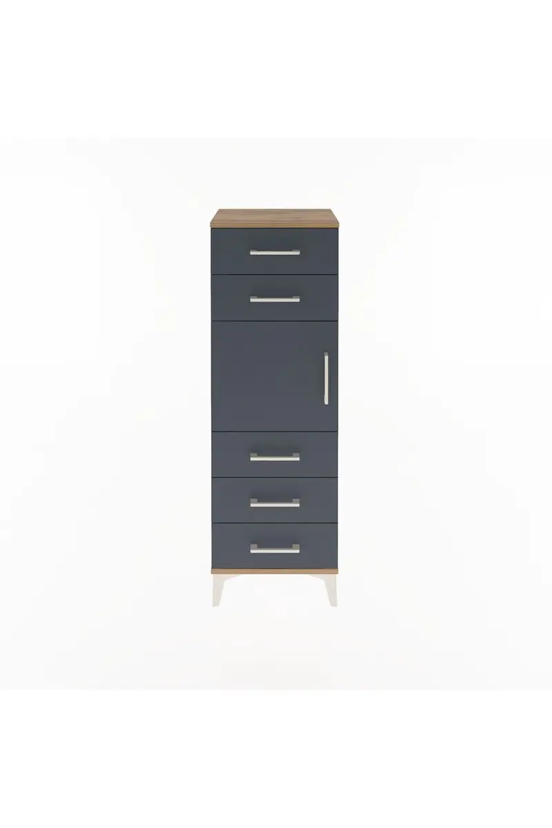 Arges Dolap Tek Raflı 5 Çekmeceli Tek Kapaklı 44x30x134