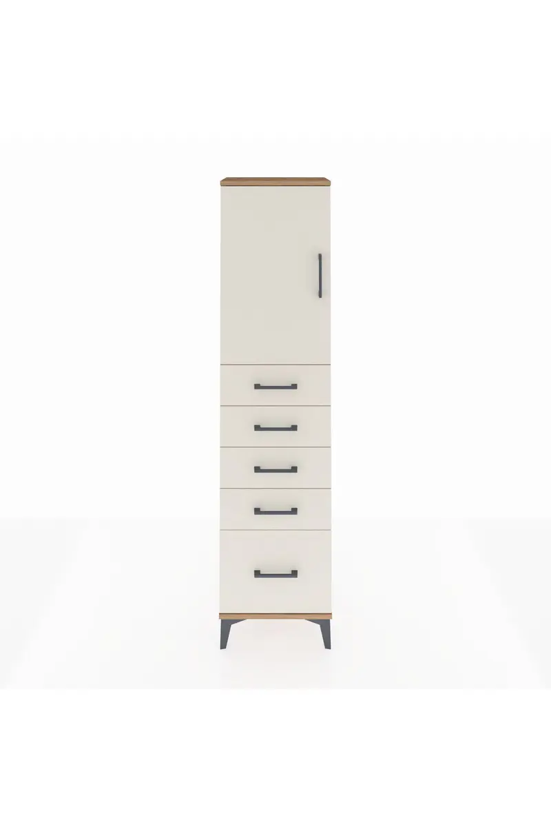 Arges Dolap Tek Raflı 5 Çekmeceli Tek Kapaklı 44x30x182