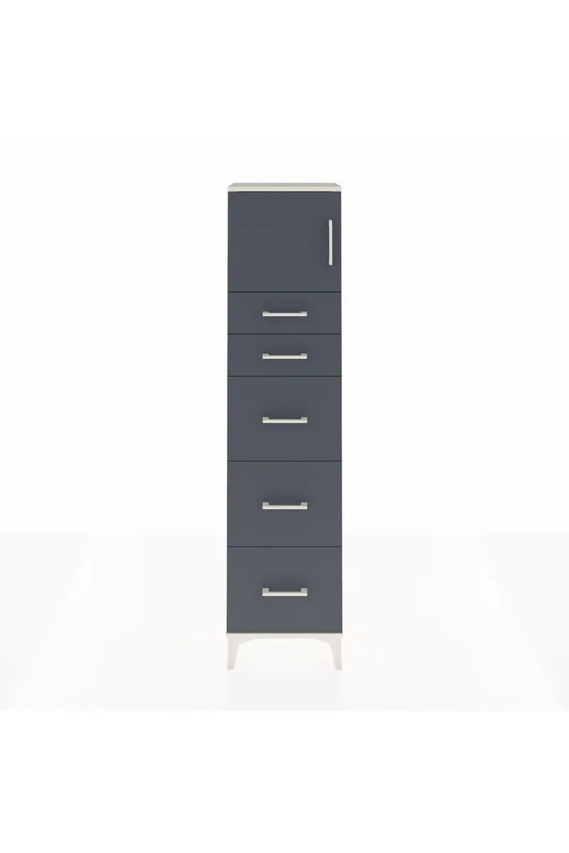 Arges Dolap Tek Raflı 5 Çekmeceli Tek Kapaklı 44x30x182