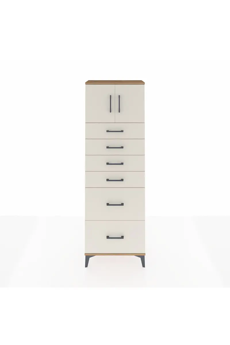 Arges Dolap Tek Raflı 6 Çekmeceli 2 Kapaklı 60x30x182