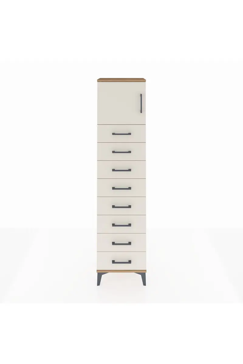 Arges Dolap Tek Raflı 8 Çekmeceli Tek Kapaklı 44x30x182