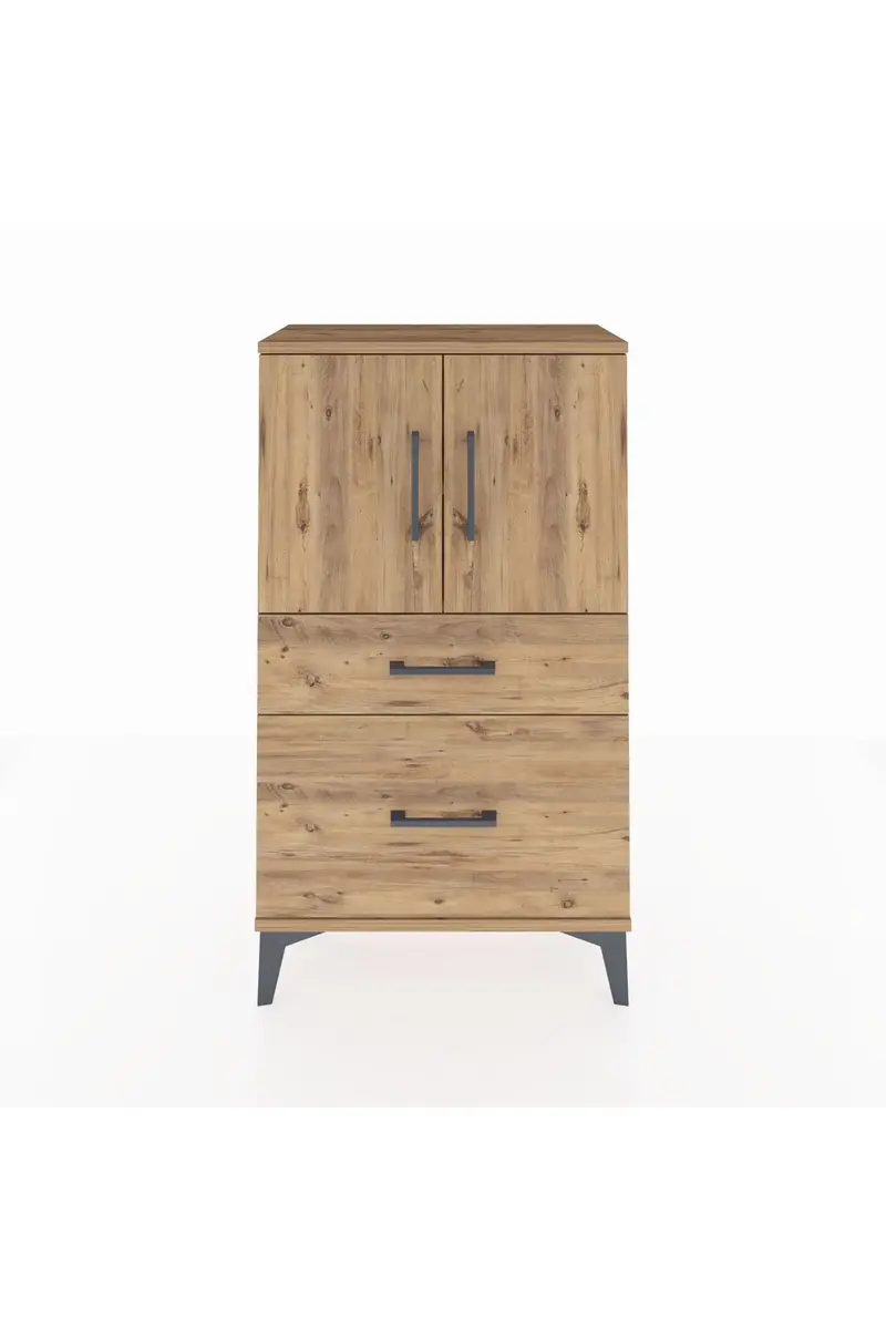 Arges Komodin 2 Raflı 2 Çekmeceli 2 Kapaklı 60x30x106