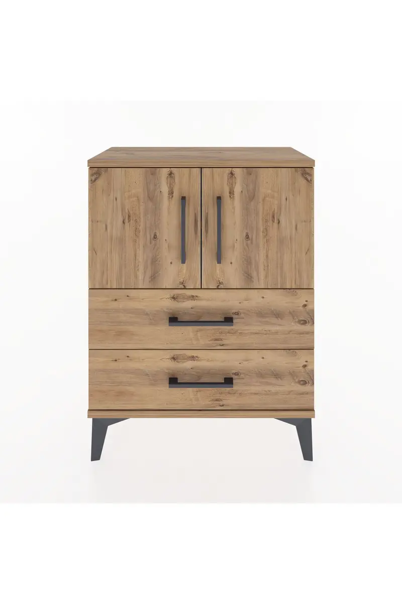 Arges Komodin 2 Raflı 2 Çekmeceli 2 Kapaklı 60x30x80