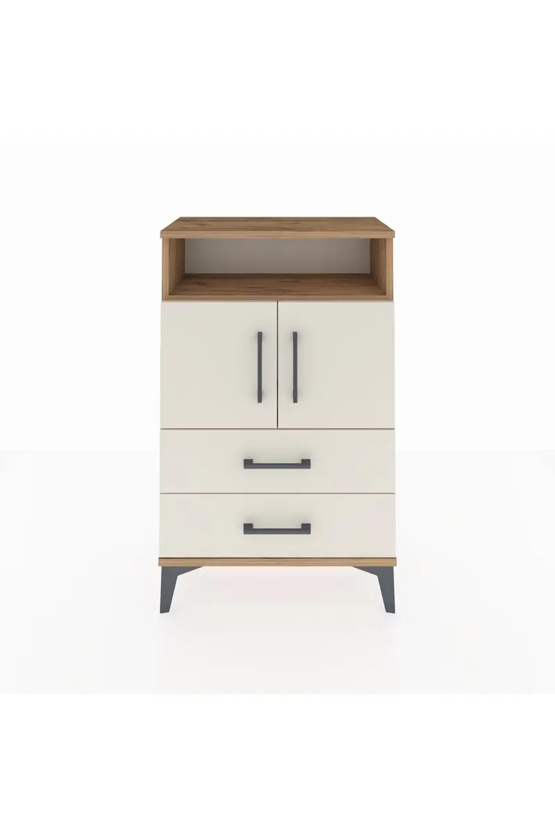 Arges Komodin 2 Raflı 2 Çekmeceli 2 Kapaklı 60x30x96