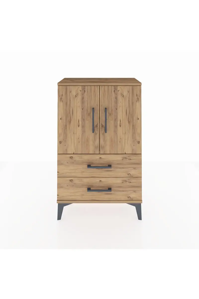 Arges Komodin 2 Raflı 2 Çekmeceli 2 Kapaklı 60x30x96