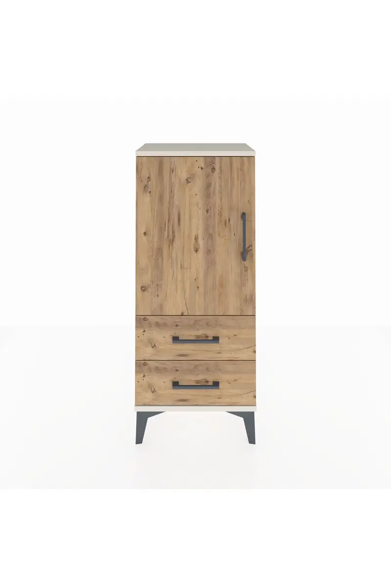 Arges Komodin 2 Raflı 2 Çekmeceli Tek Kapaklı 44x30x106