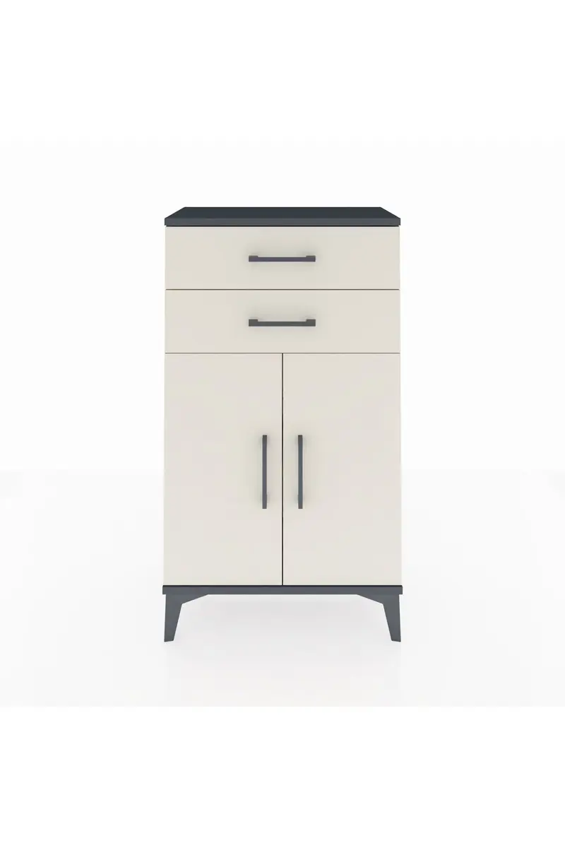Arges Komodin Tek Raflı 2 Çekmeceli 2 Kapaklı 60x30x106