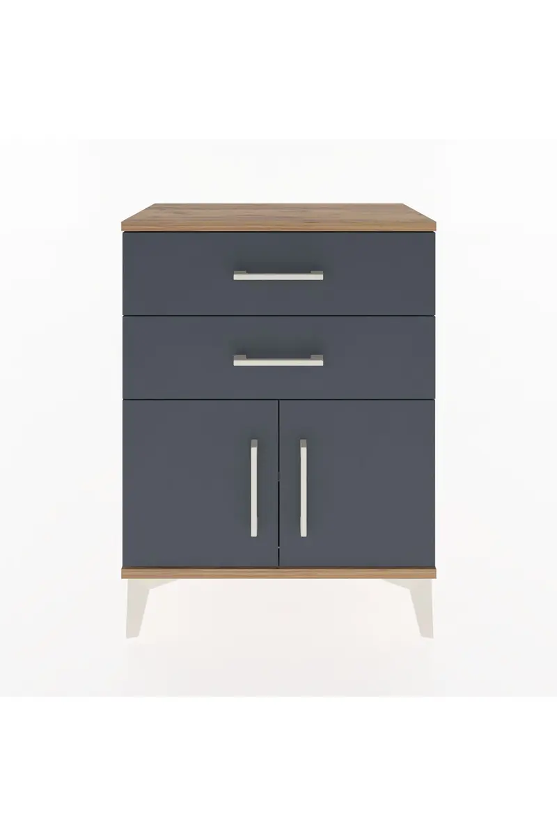 Arges Komodin Tek Raflı 2 Çekmeceli 2 Kapaklı 60x30x80