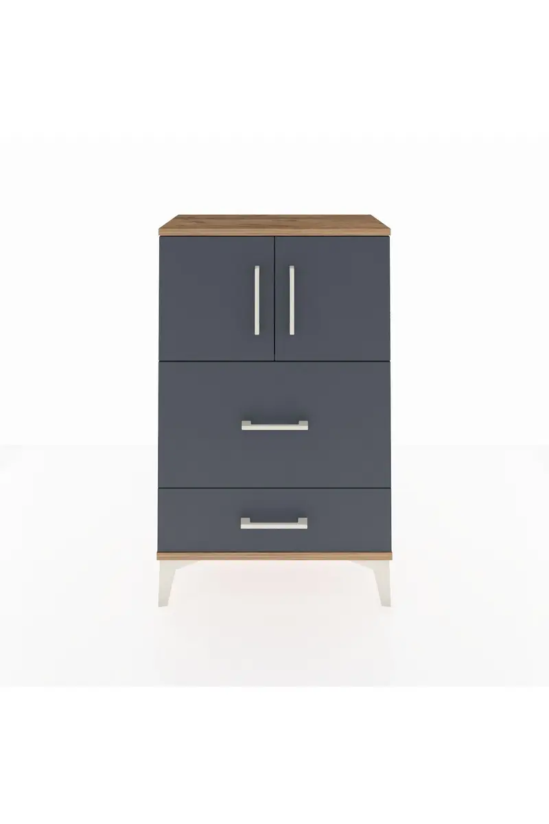 Arges Komodin Tek Raflı 2 Çekmeceli 2 Kapaklı 60x30x96