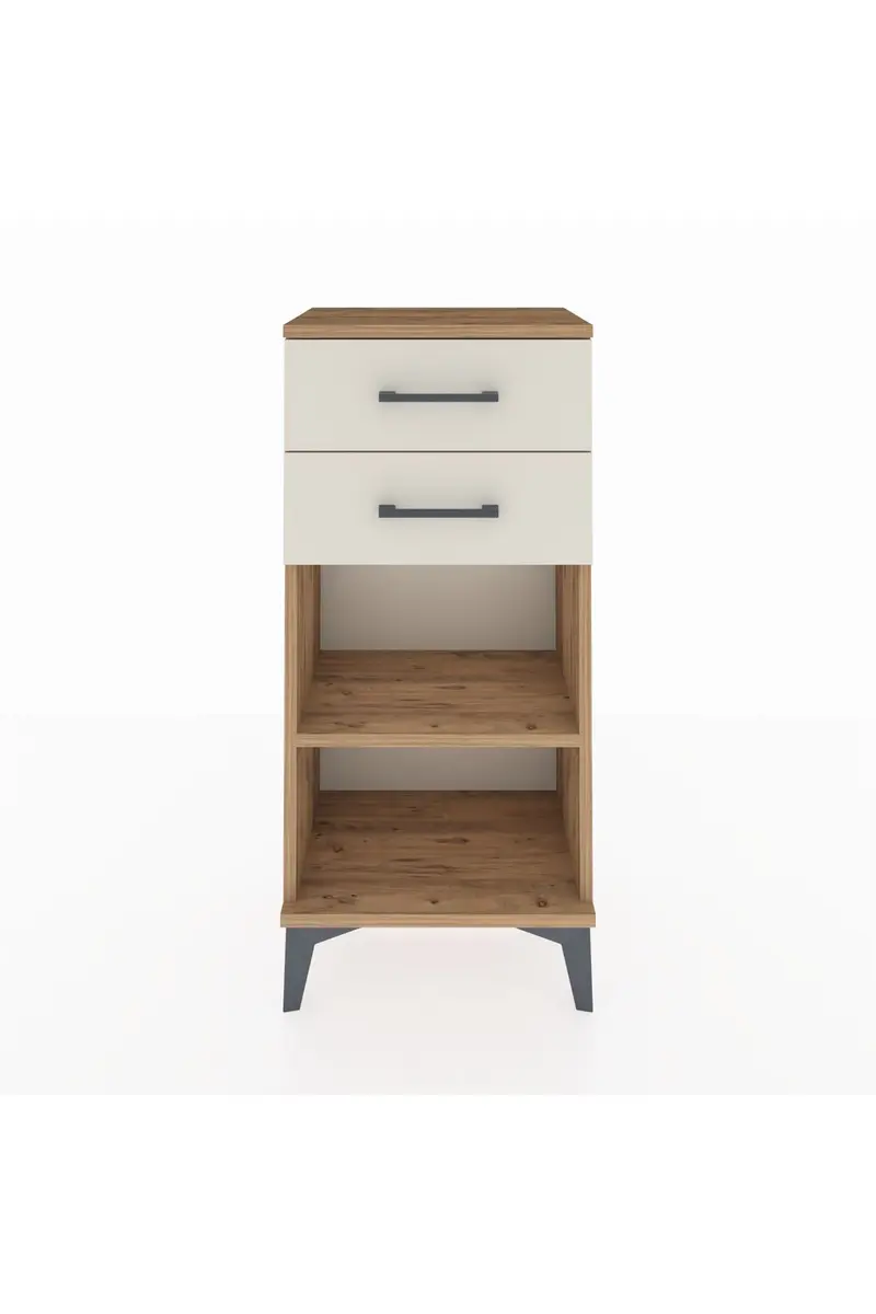 Arges Komodin Tek Raflı 2 Çekmeceli 44x30x96