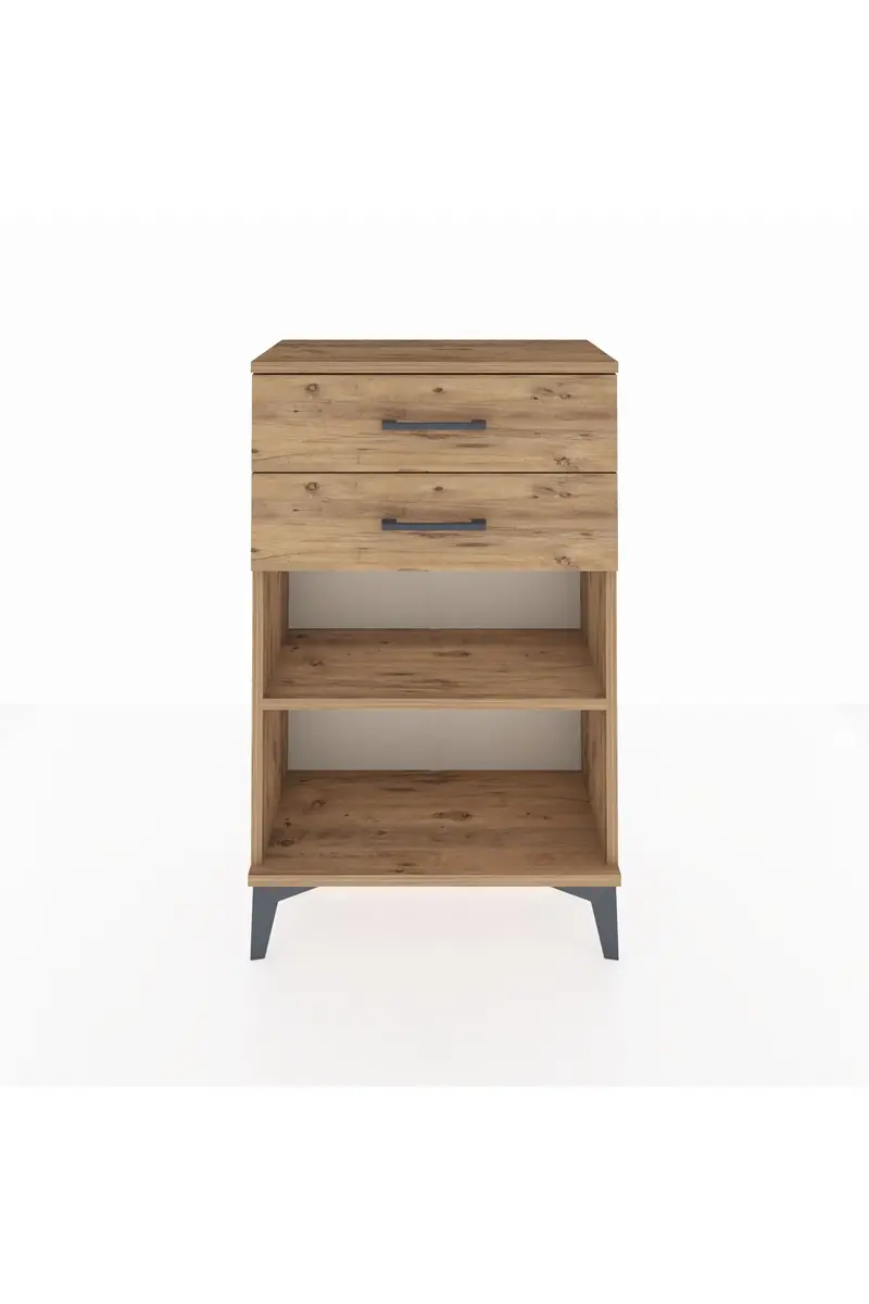 Arges Komodin Tek Raflı 2 Çekmeceli 60x30x96