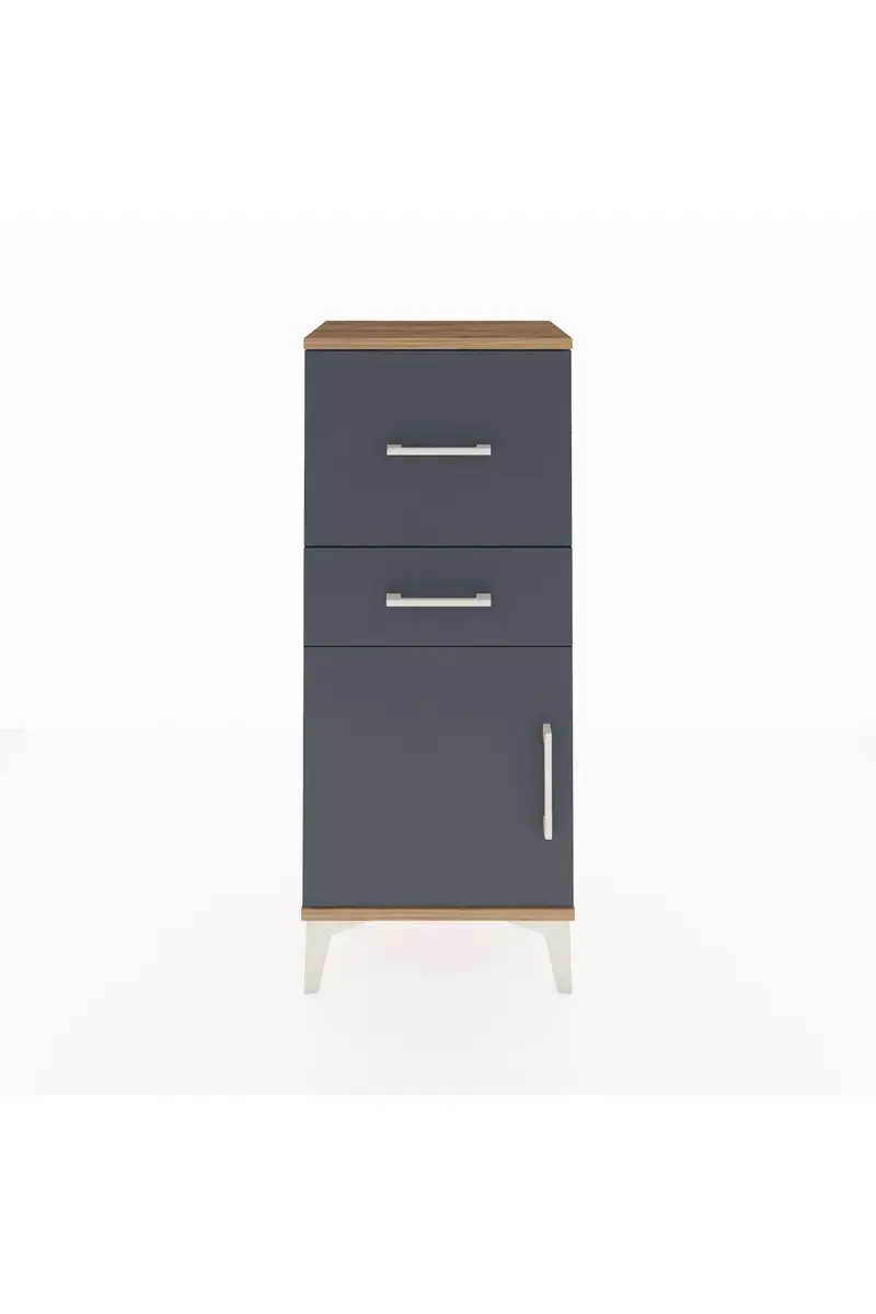 Arges Komodin Tek Raflı 2 Çekmeceli Tek Kapaklı 44x30x106
