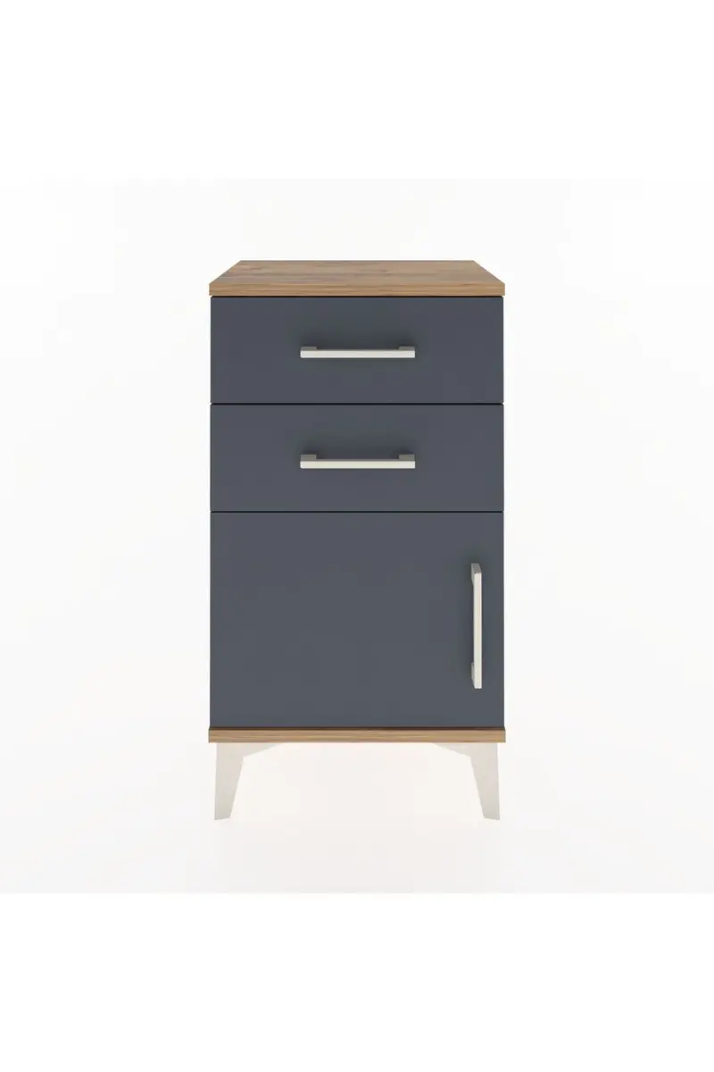 Arges Komodin Tek Raflı 2 Çekmeceli Tek Kapaklı 44x30x80