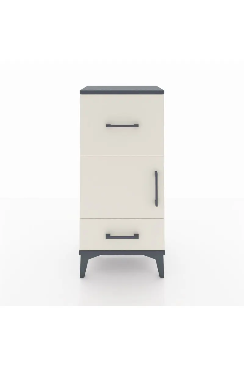Arges Komodin Tek Raflı 2 Çekmeceli Tek Kapaklı 44x30x96