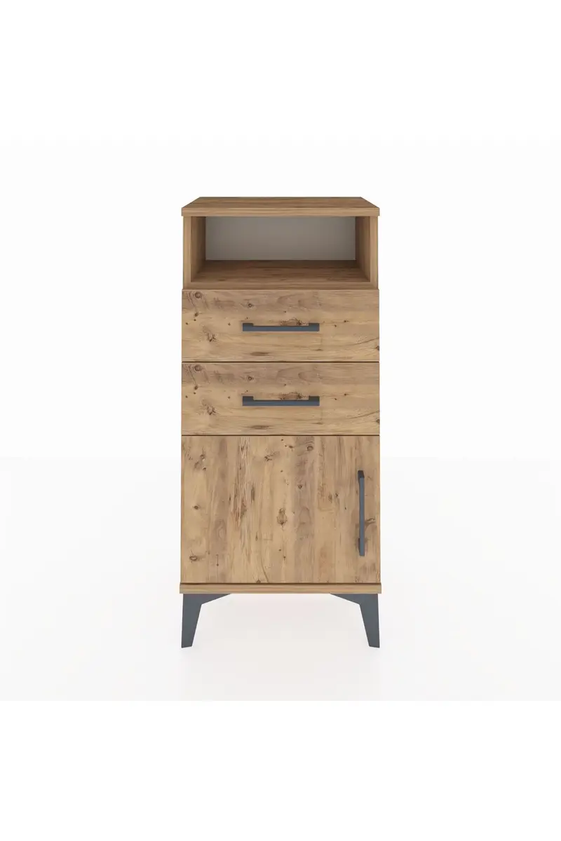 Arges Komodin Tek Raflı 2 Çekmeceli Tek Kapaklı 44x30x96