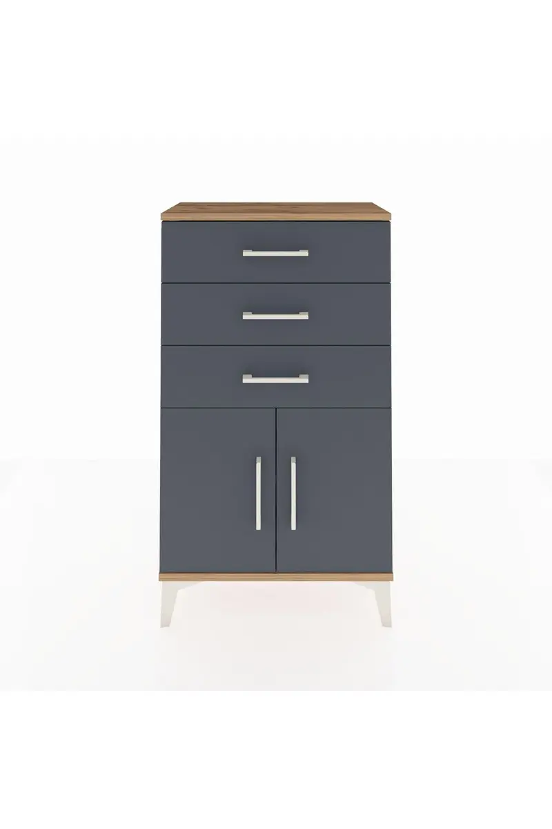 Arges Komodin Tek Raflı 3 Çekmeceli 2 Kapaklı 60x30x106