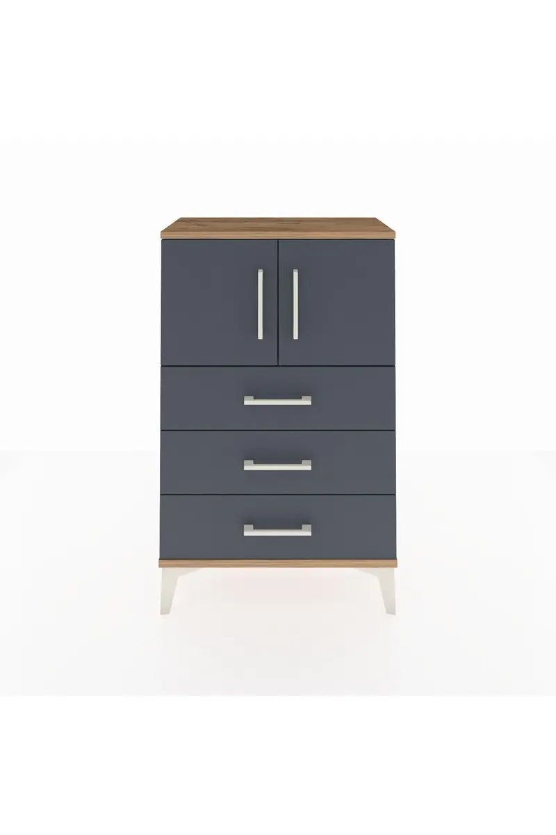 Arges Komodin Tek Raflı 3 Çekmeceli 2 Kapaklı 60x30x96