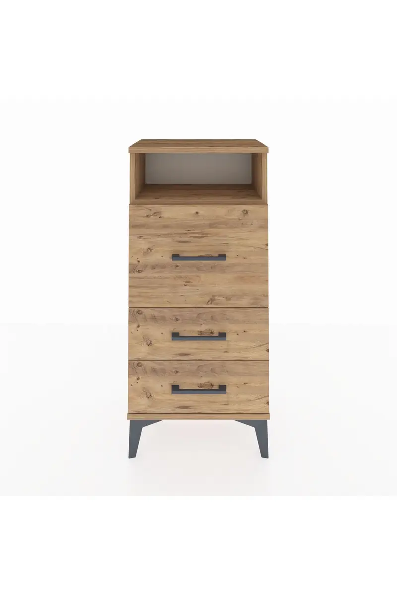 Arges Komodin Tek Raflı 3 Çekmeceli 44x30x96
