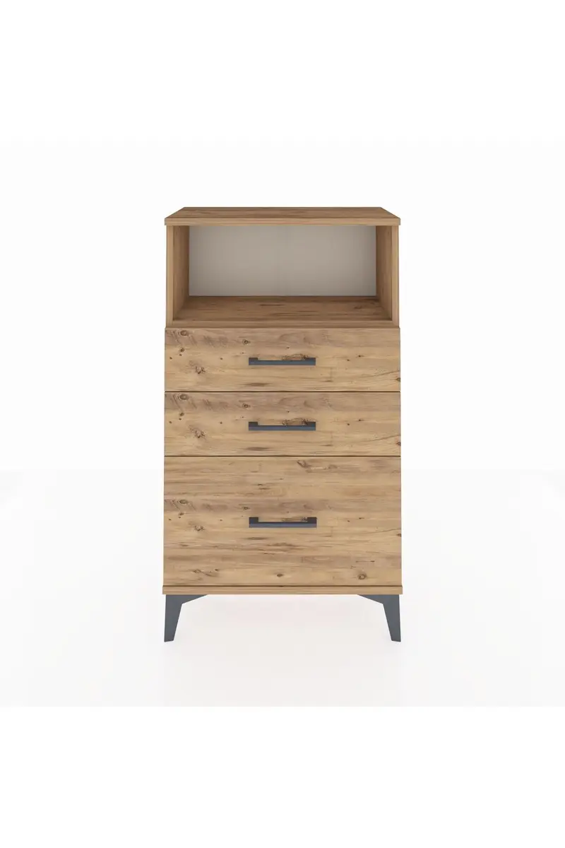 Arges Komodin Tek Raflı 3 Çekmeceli 60x30x106
