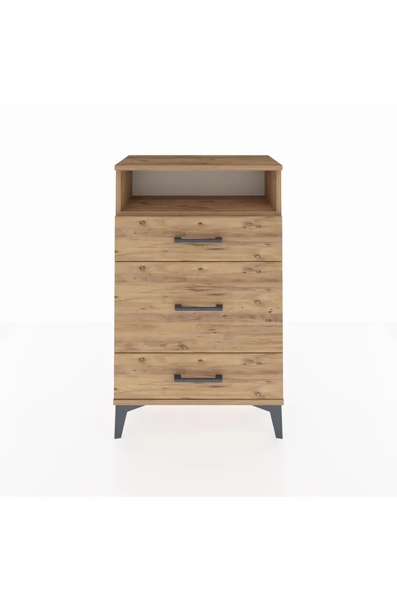 Arges Komodin Tek Raflı 3 Çekmeceli 60x30x96