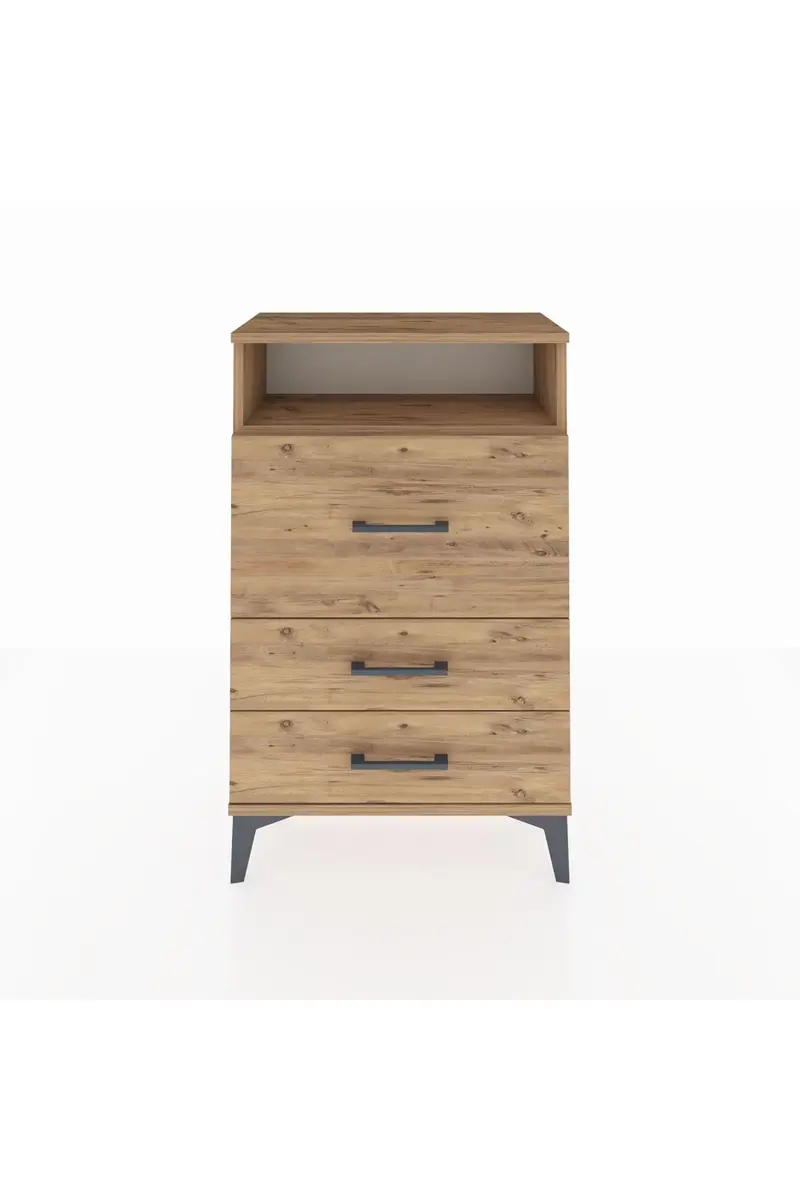 Arges Komodin Tek Raflı 3 Çekmeceli 60x30x96