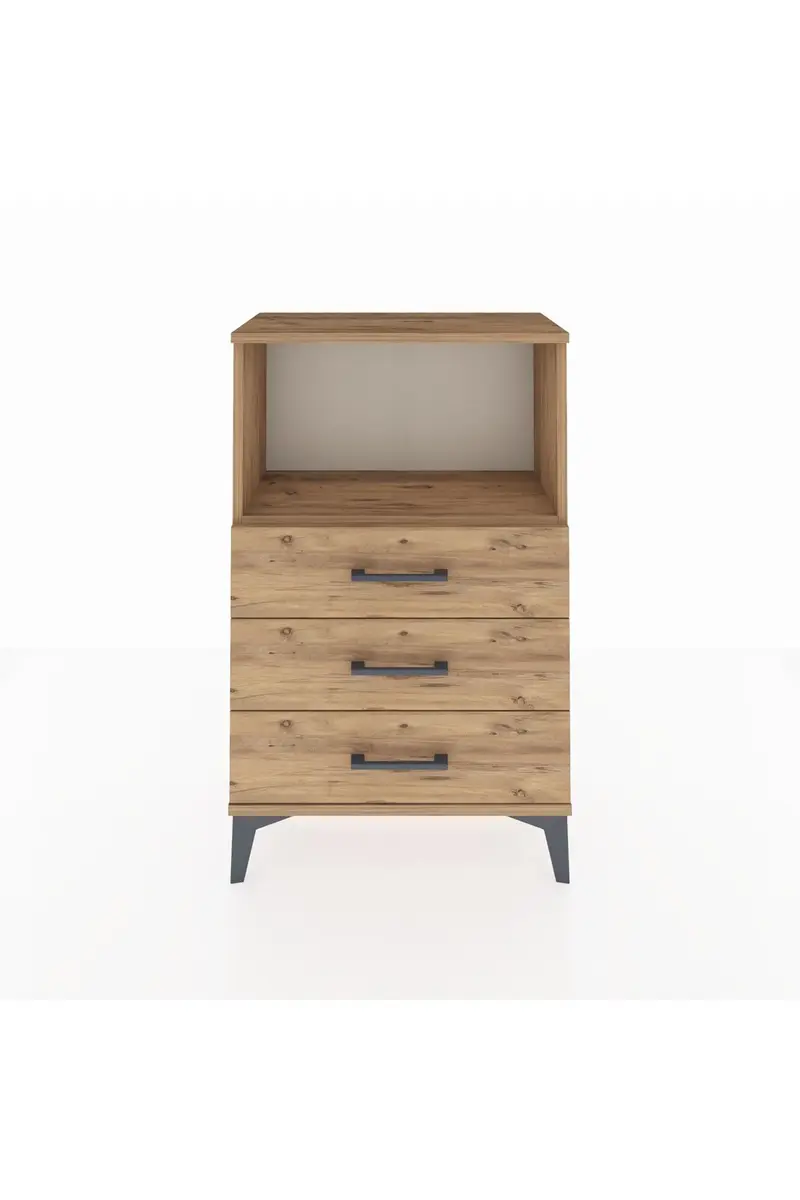 Arges Komodin Tek Raflı 3 Çekmeceli 60x30x96