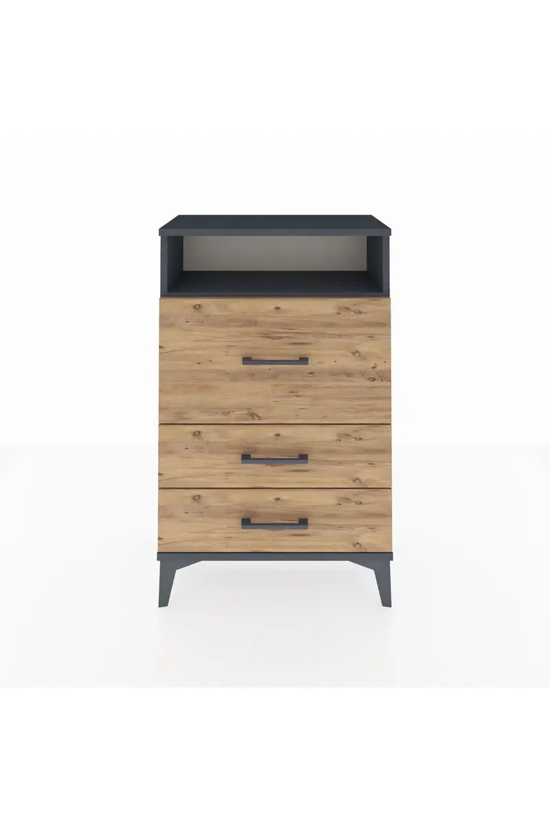 Arges Komodin Tek Raflı 3 Çekmeceli 60x30x96