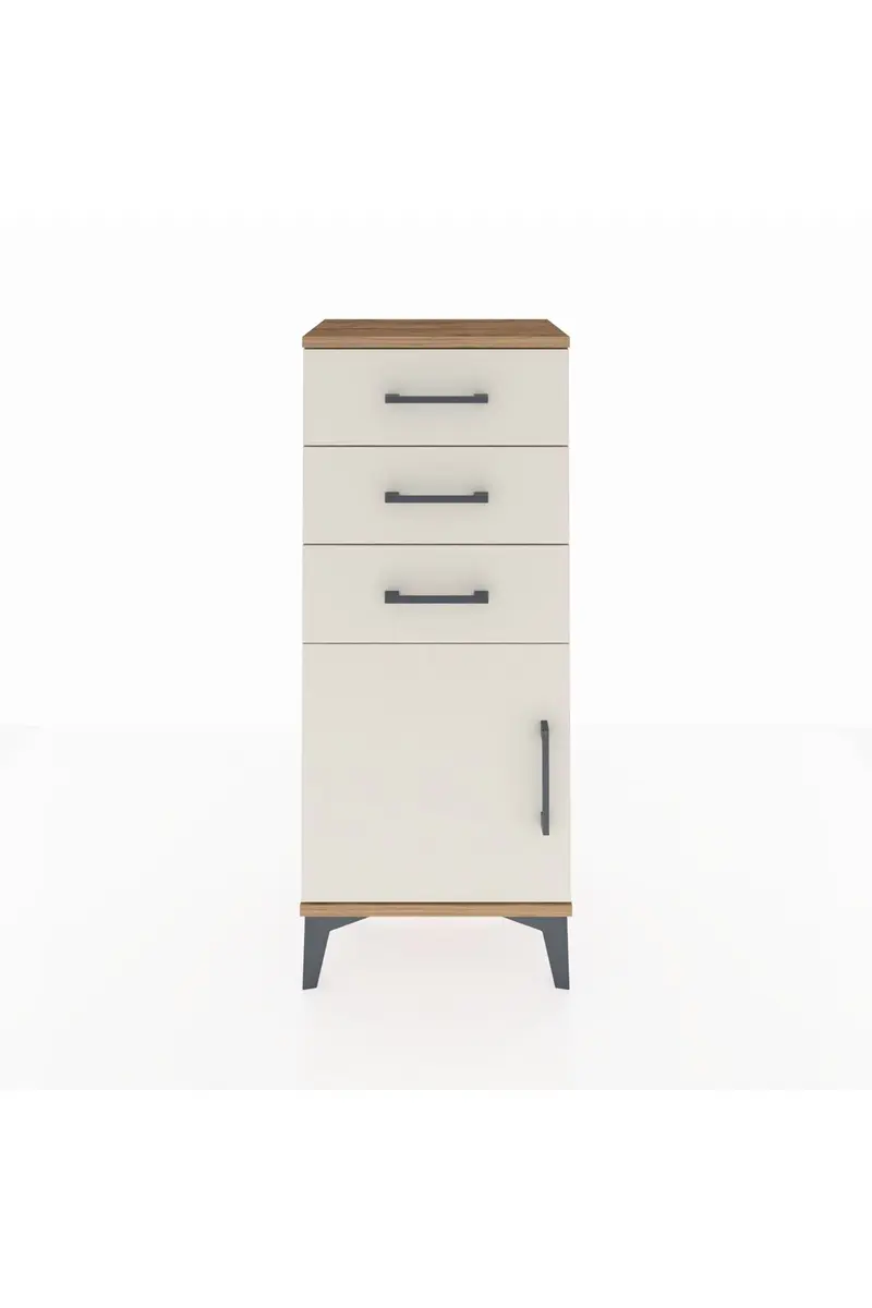 Arges Komodin Tek Raflı 3 Çekmeceli Tek Kapaklı 44x30x106