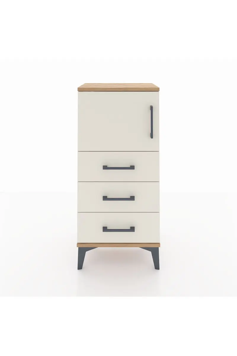 Arges Komodin Tek Raflı 3 Çekmeceli Tek Kapaklı 44x30x96
