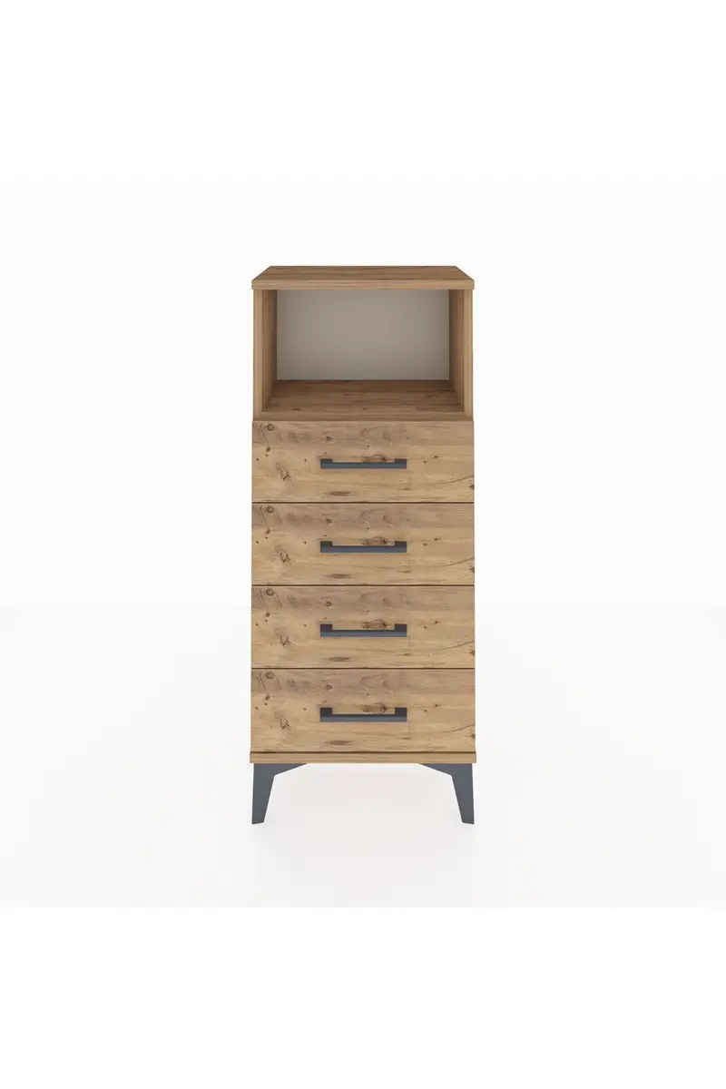 Arges Komodin Tek Raflı 4 Çekmeceli 44x30x106