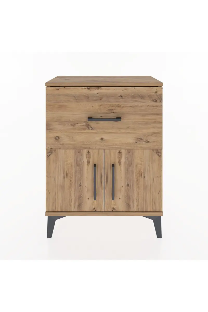 Arges Komodin Tek Raflı Tek Çekmeceli 2 Kapaklı 60x30x80
