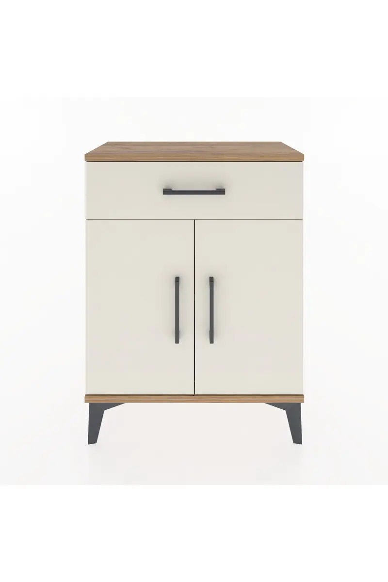 Arges Komodin Tek Raflı Tek Çekmeceli 2 Kapaklı 60x30x80
