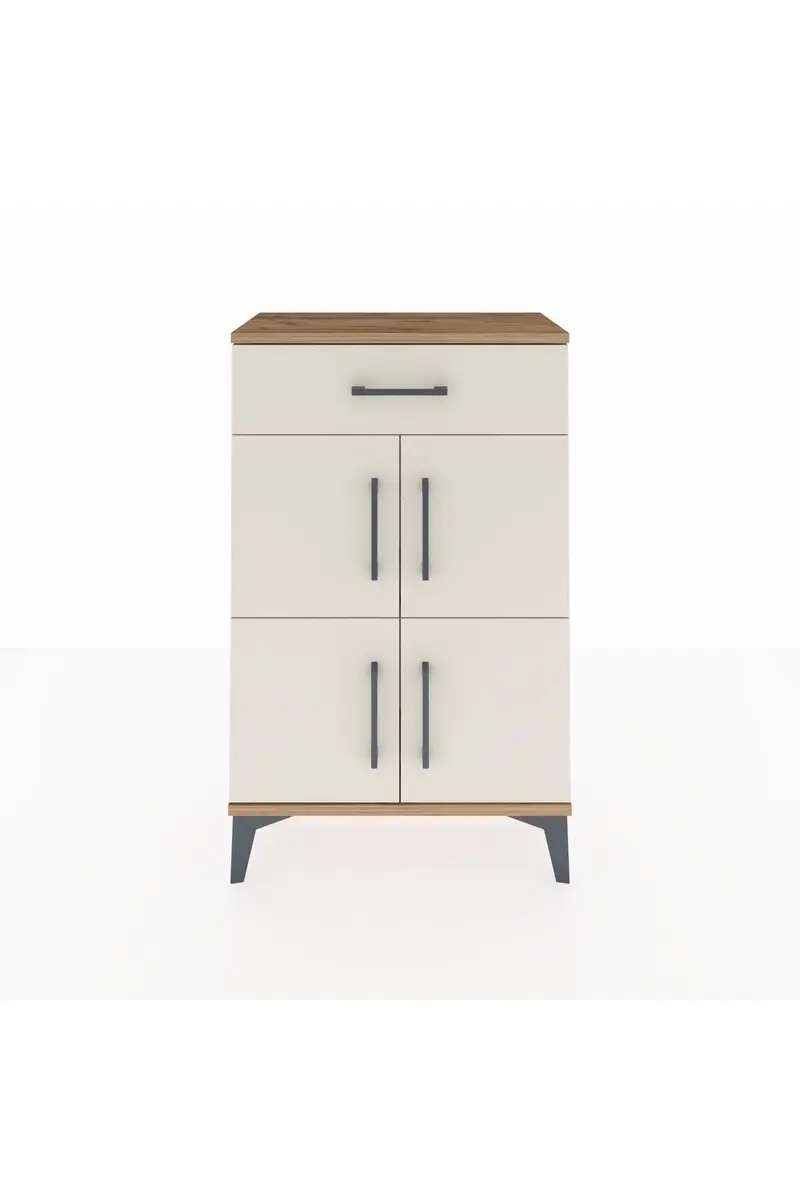 Arges Komodin Tek Raflı Tek Çekmeceli 4 Kapaklı 60x30x96