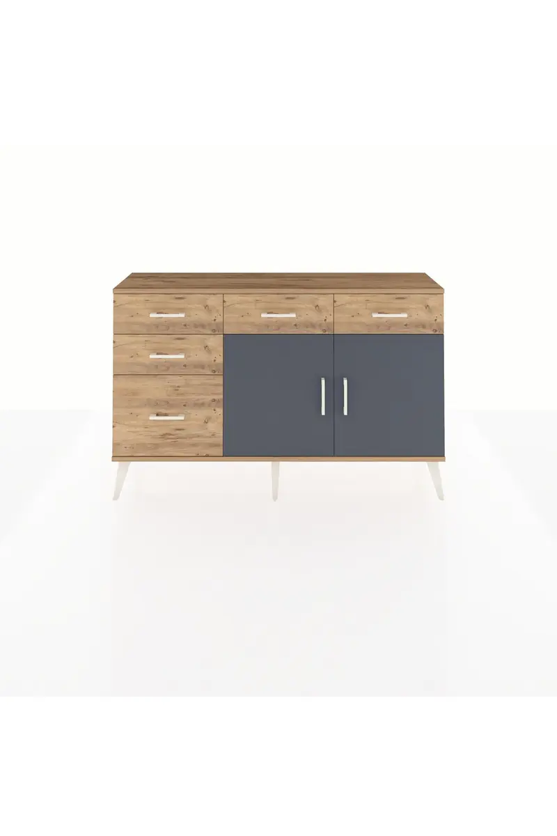Arges Konsol 2 Raflı 5 Çekmeceli 2 Kapaklı 132x30x83